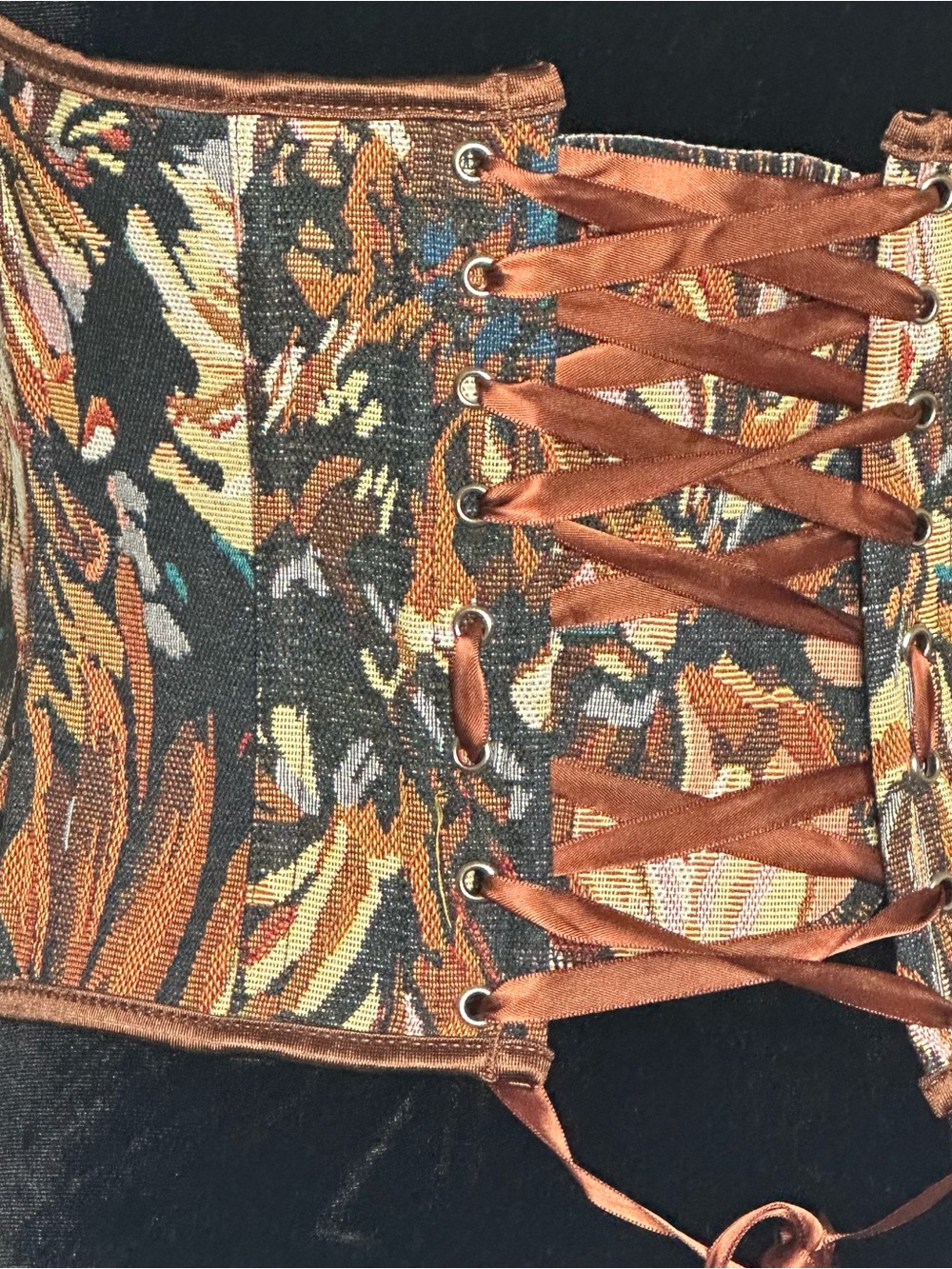 Floral Tapestry Corset Bustier Top - Brown Multi - Picture 5 of 6